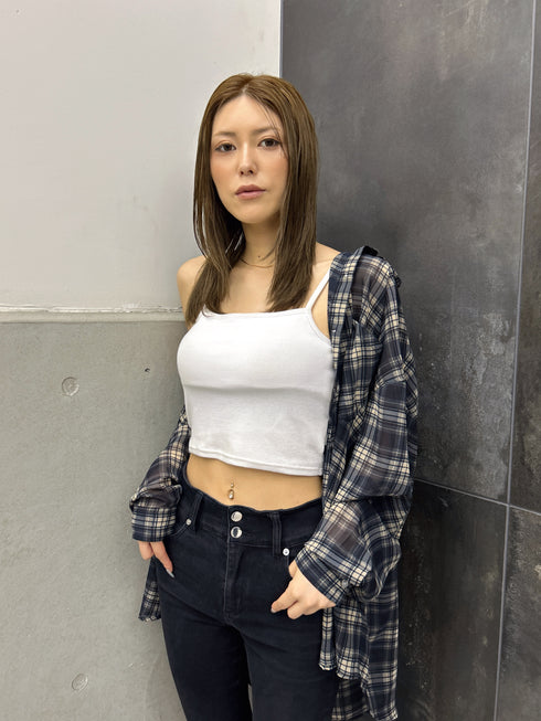 チェック柄シアーオーバーシャツ