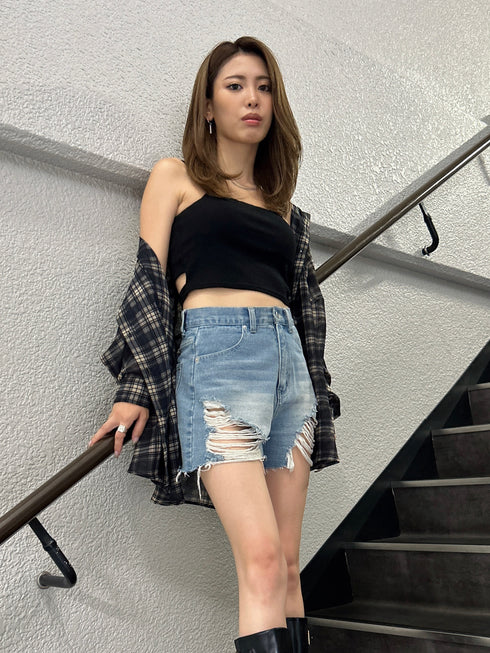 チェック柄シアーオーバーシャツ