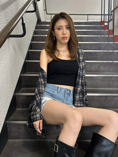 チェック柄シアーオーバーシャツ