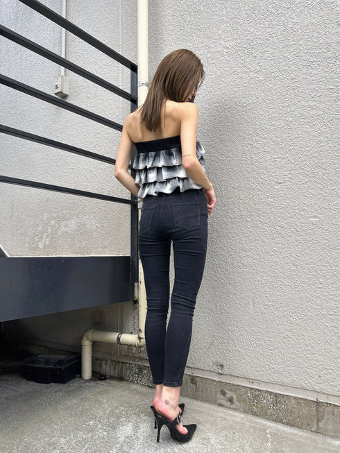 チェック柄ベアトップス