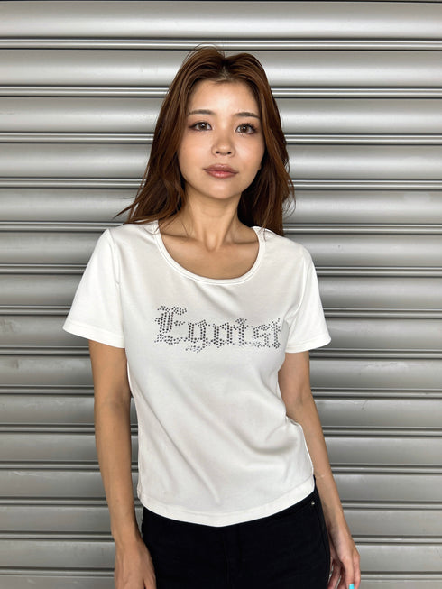 ラインストーンロゴTシャツ