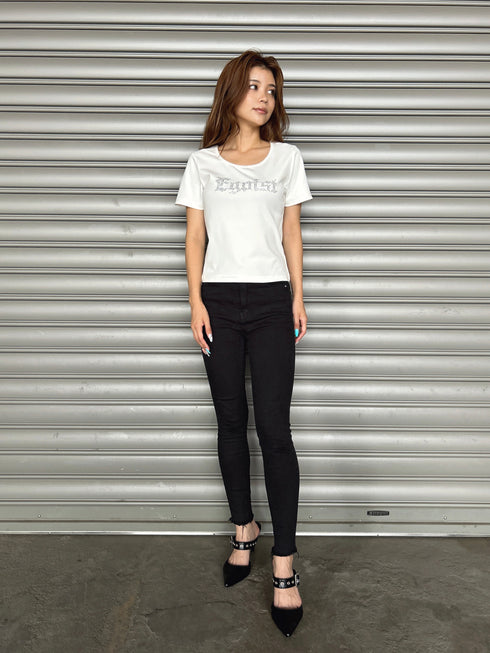 ラインストーンロゴTシャツ