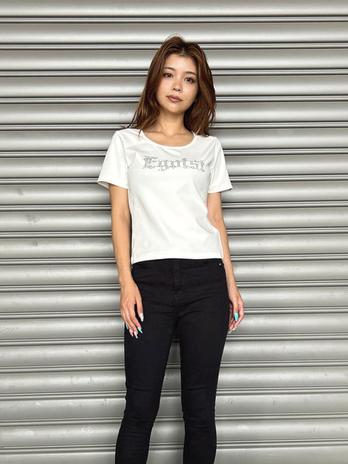 ラインストーンロゴTシャツ