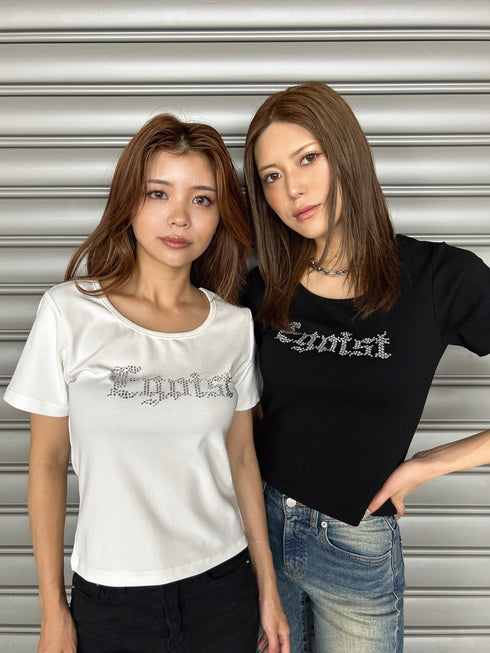 ラインストーンロゴTシャツ