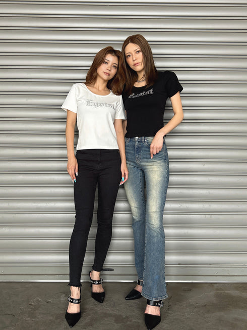 ラインストーンロゴTシャツ