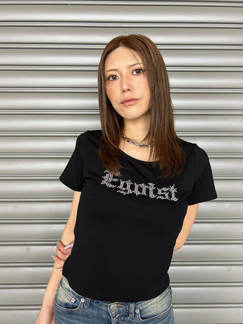 ラインストーンロゴTシャツ