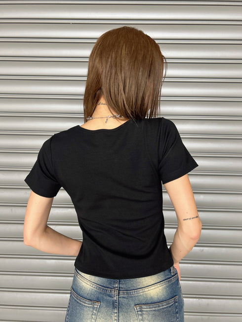 ラインストーンロゴTシャツ