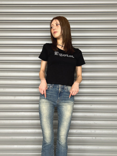 ラインストーンロゴTシャツ