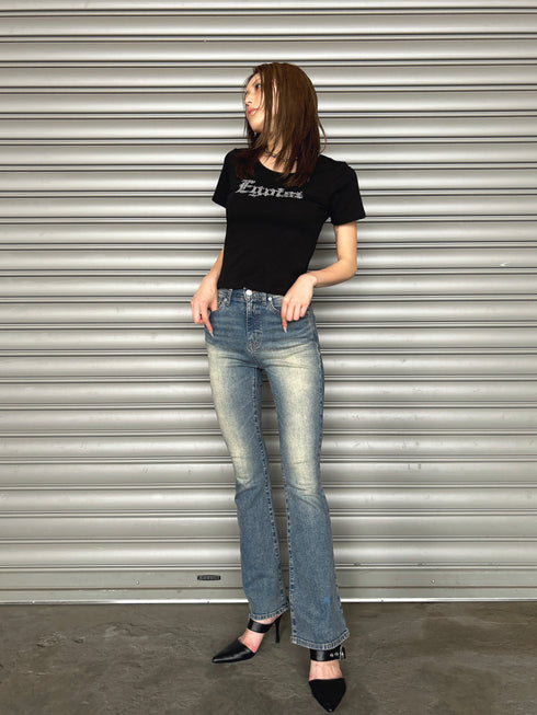 ラインストーンロゴTシャツ