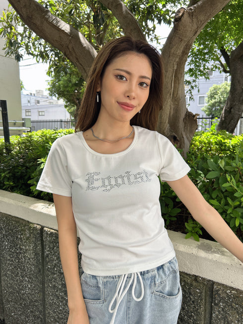ラインストーンロゴTシャツ