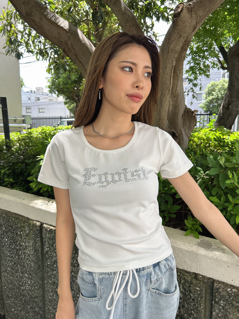 ラインストーンロゴTシャツ
