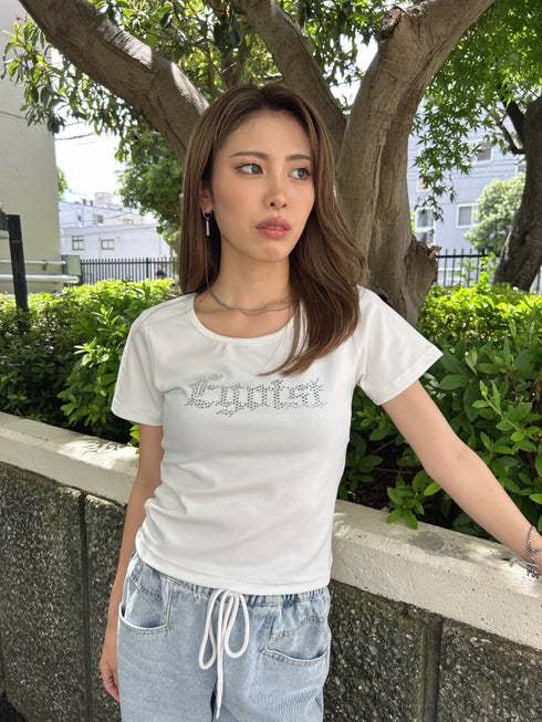 ラインストーンロゴTシャツ