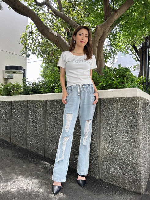 ラインストーンロゴTシャツ