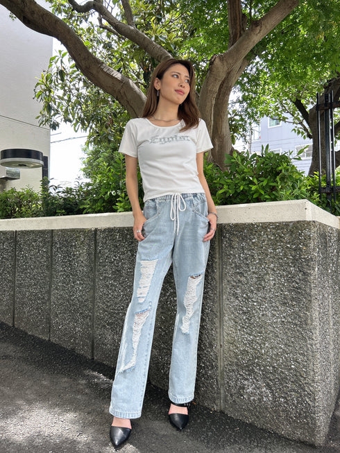 ラインストーンロゴTシャツ