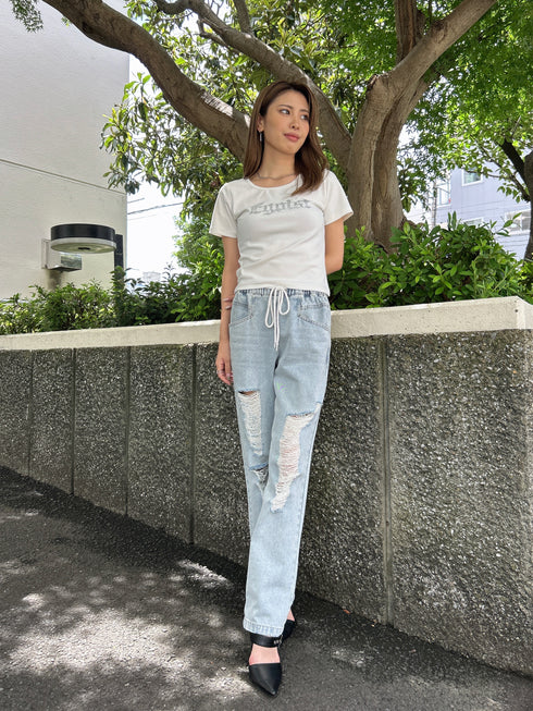 ラインストーンロゴTシャツ