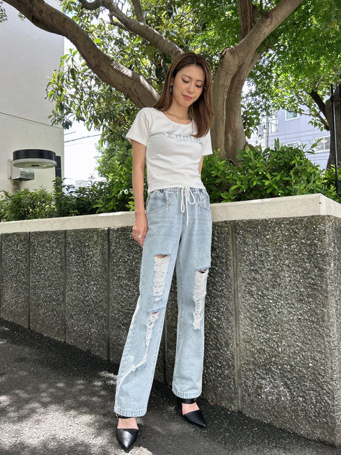 ラインストーンロゴTシャツ