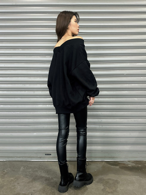 サイドデザイン フェイクレザースキニーパンツ