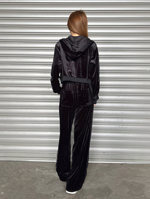 脇レースベロアストレートパンツ