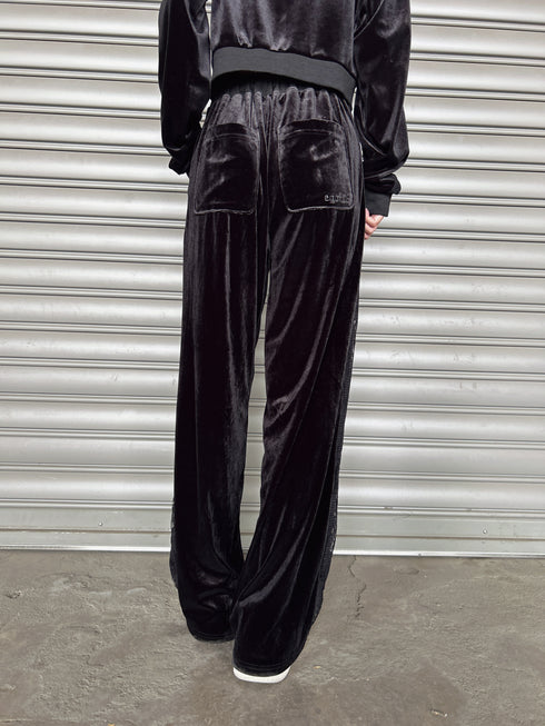 脇レースベロアストレートパンツ