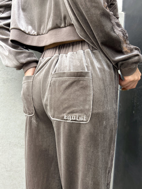 脇レースベロアストレートパンツ
