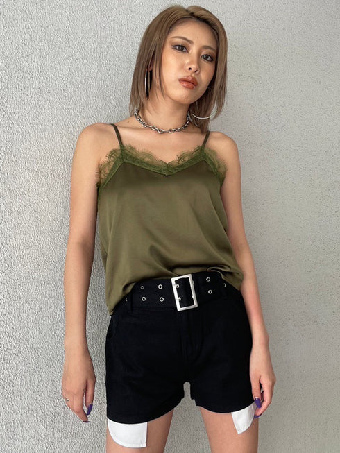 ハトメベルト付ツイルショートパンツ