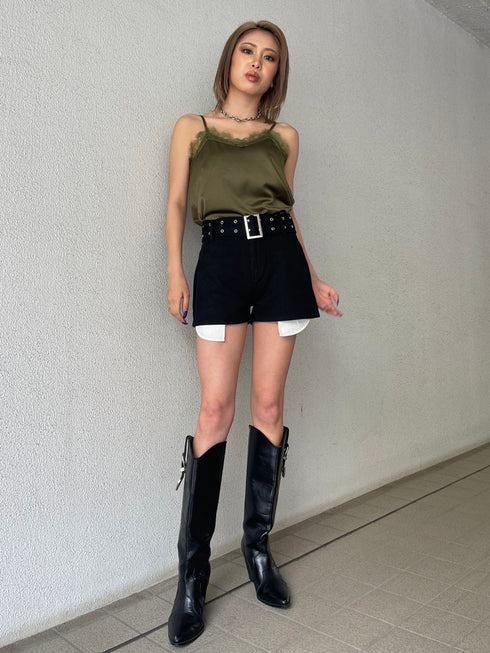 ハトメベルト付ツイルショートパンツ