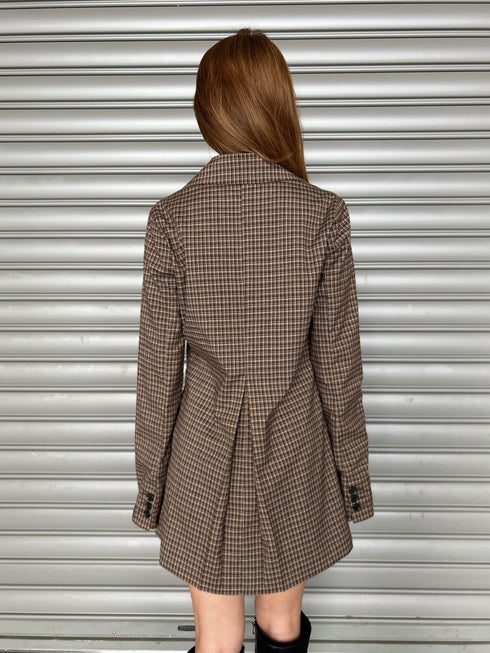 フレアスリーブチェック柄シングルジャケット