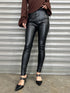 サイドデザイン フェイクレザースキニーパンツ