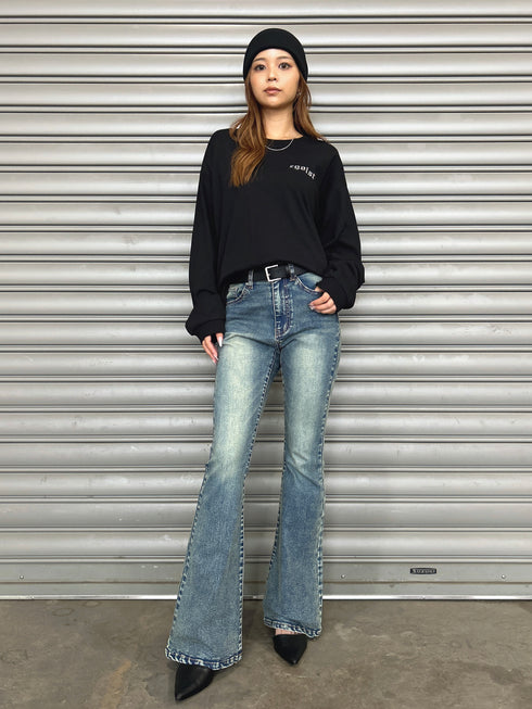 ラインストーンロゴユニセックスロンT