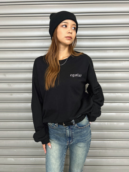 ラインストーンロゴユニセックスロンT