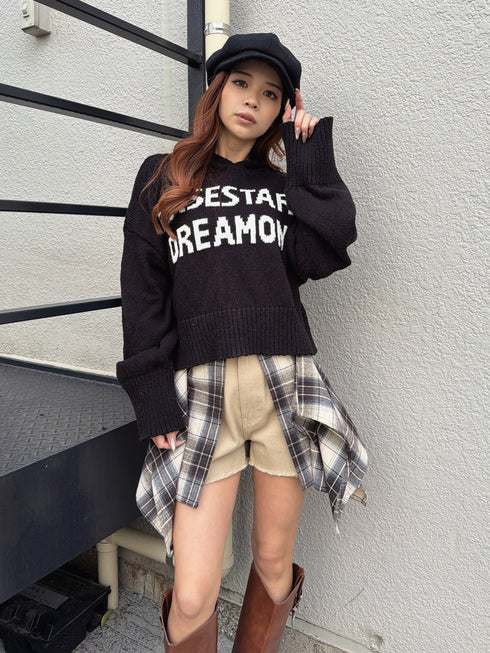 チェックシャツドッキングツイルショートパンツ