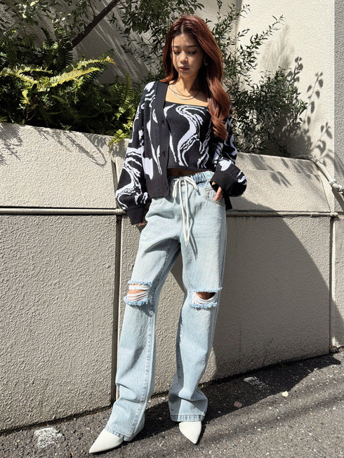 ウエストゴムデニムパンツ