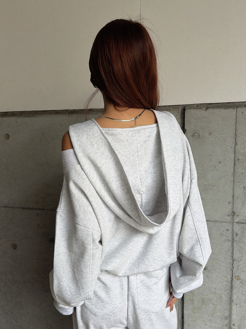 ハートロゴオフショル裏毛トップス