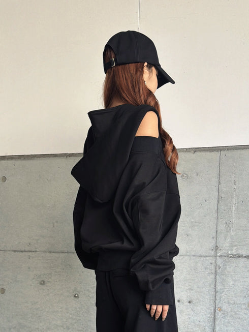 ハートロゴオフショル裏毛トップス