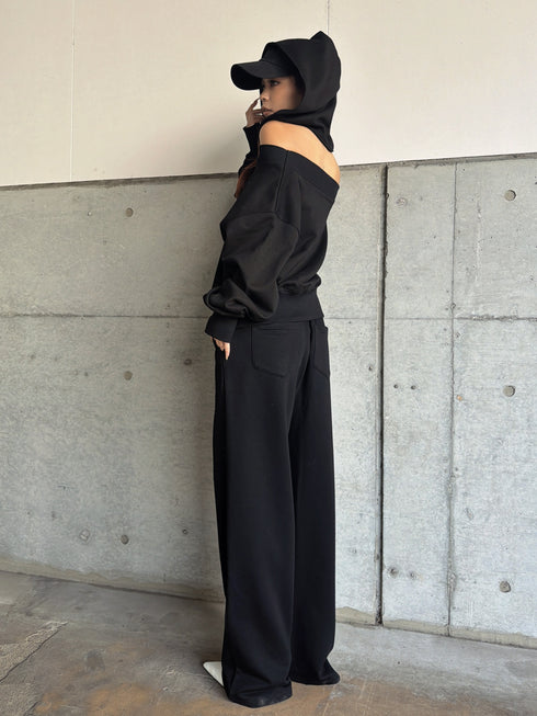 ハートロゴオフショル裏毛トップス