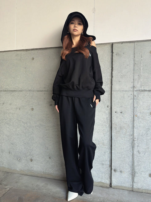 ハートロゴ裏毛ワイドパンツ