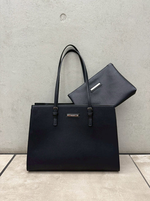 ポーチ付フェイクレザートートバッグ