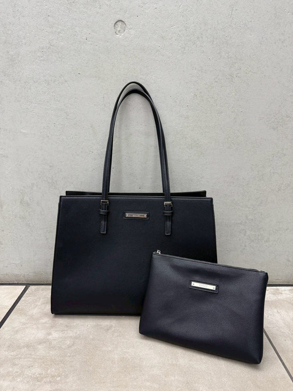 ポーチ付フェイクレザートートバック