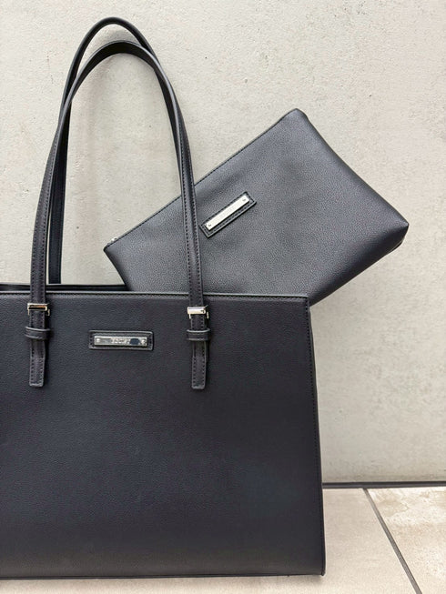 ポーチ付フェイクレザートートバッグ