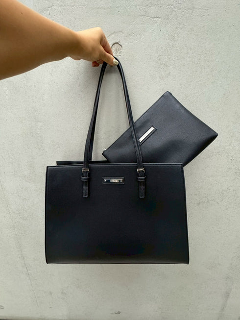 ポーチ付フェイクレザートートバッグ