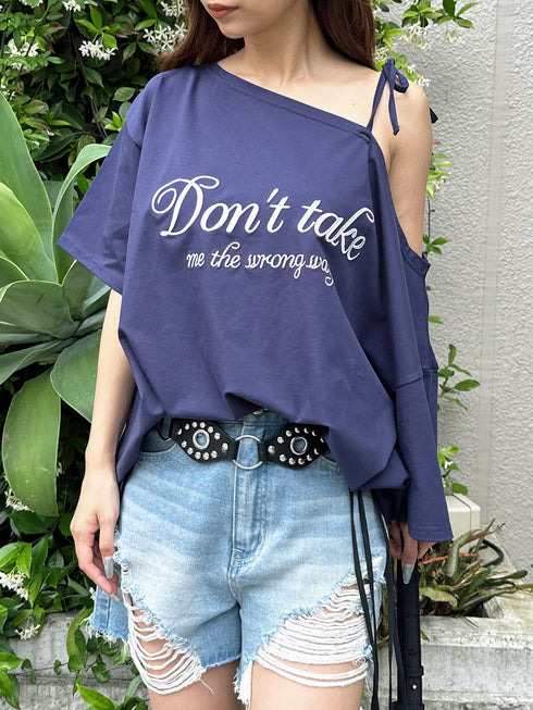 ロゴワンショルカットソートップス