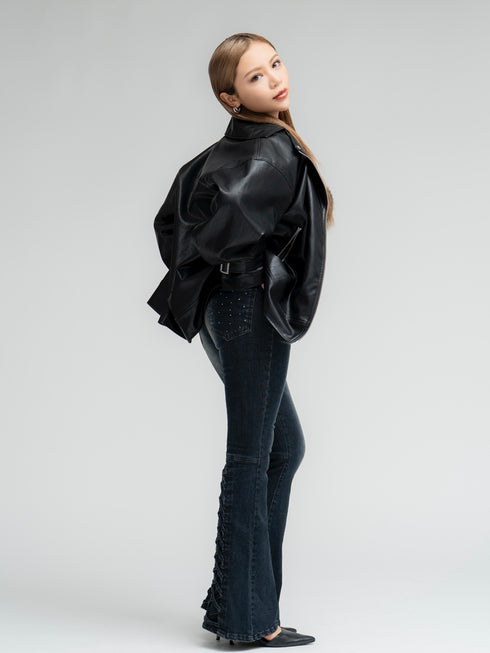 Backタックライダースジャケット