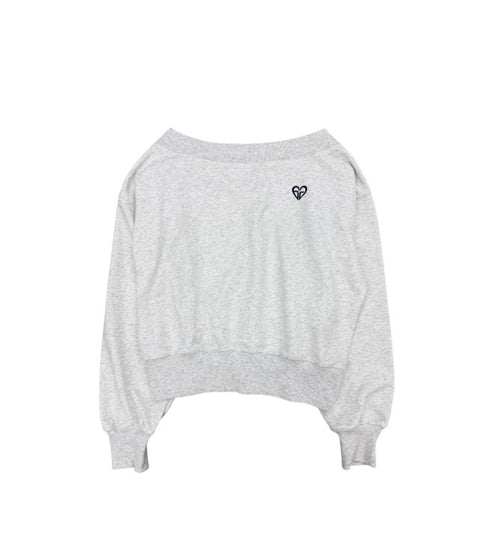 ハートロゴオフショル裏毛トップス