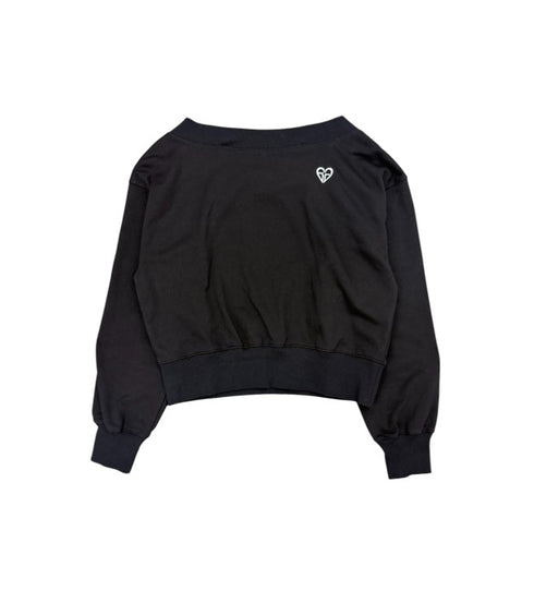 ハートロゴオフショル裏毛トップス