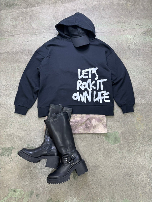 裾ロゴ裏毛トップ