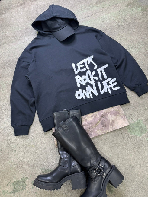 裾ロゴ裏毛トップ