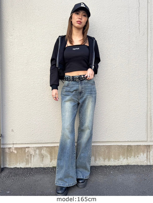 ロゴ刺繍スウェットショートパーカー