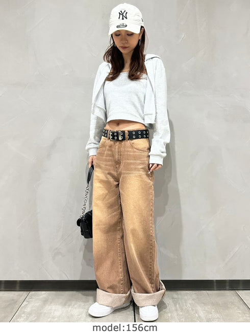 ロゴ刺繍スウェットショートパーカー