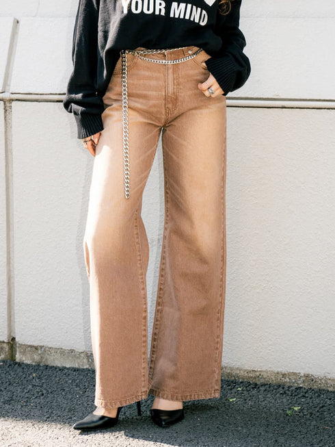 ヴィンテージライク加工ワイドパンツ