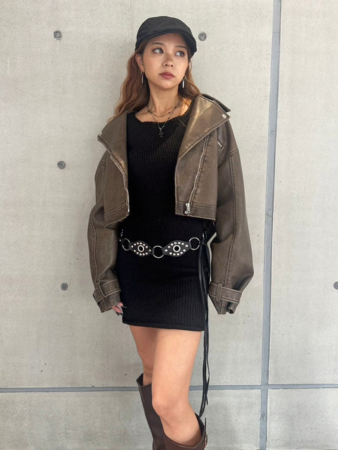 バックオープンニットワンピース